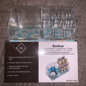 NIB Sorbus Mini Daisy Floral Acrylic Cosmetic Makeup Organizer Display Case